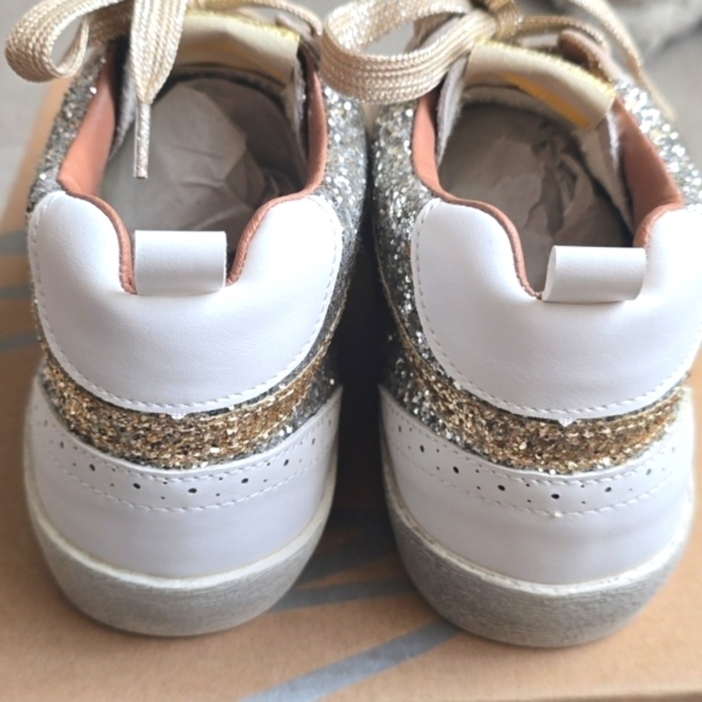 Mi.iM Daisy Light Gold (Pink Star) Lace-up Glitter Suede Mid Star Sneakers - Picture 8 of 16